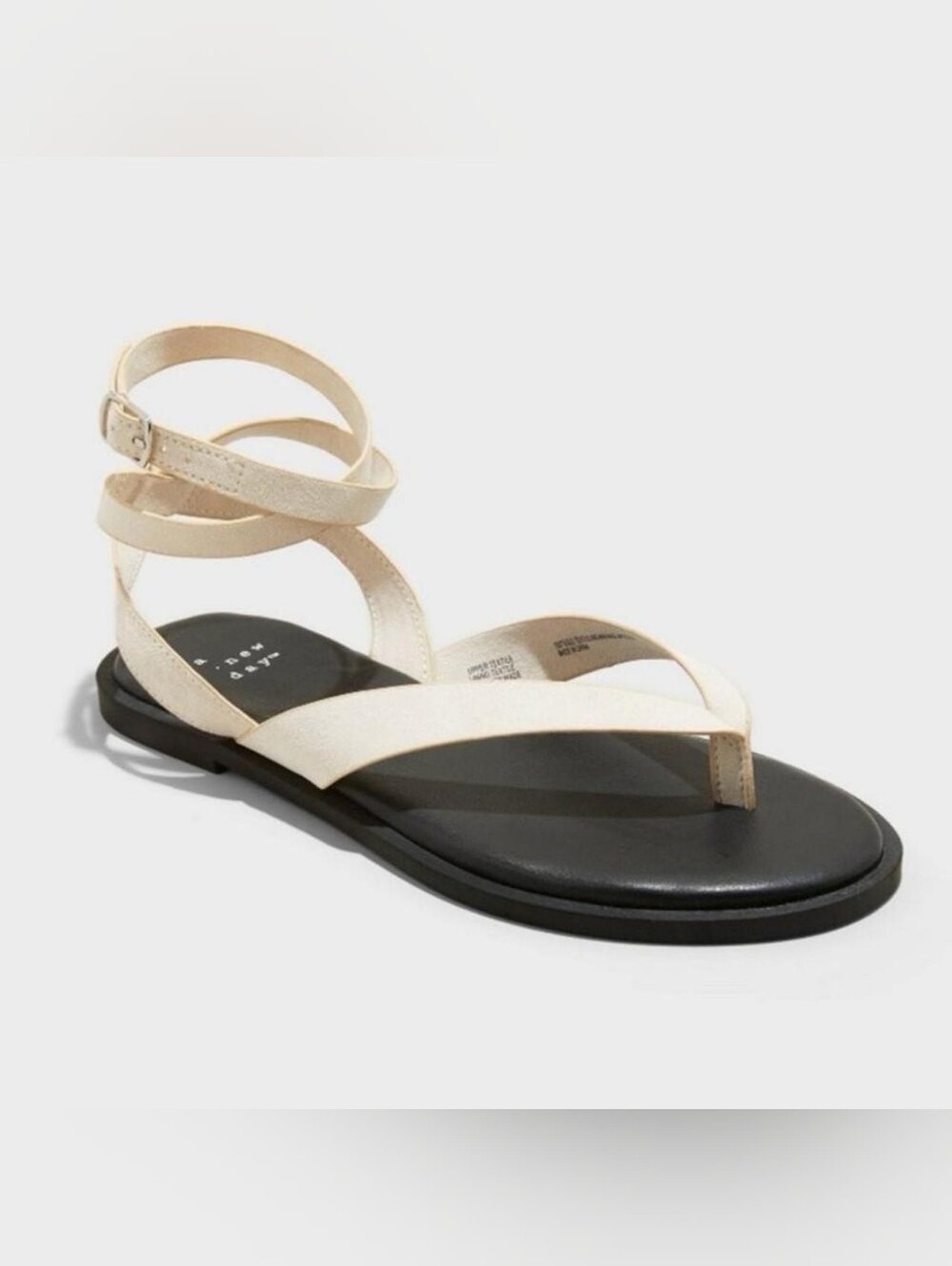 A New Day Sz 11 Women's Tarin Ankle Wrap Thong Sandals  Cream